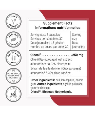 Supersmart Olive Leaf Extract (Patented) - Highly Bioavailable & Water Soluble - Oleuropein 32% Supplement | Non-GMO & Gluten Free - 60 Vegetarian Capsules - Buy Online on GoSupps.com