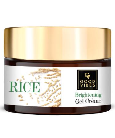 Good Vibes Rice Brightening Gel Creme | Lightweight Face Moisturizer For All Skin Types | Hydrating Glowing Light Gel Cream | No Parabens & Sulphates (50 g/1.76 Oz)