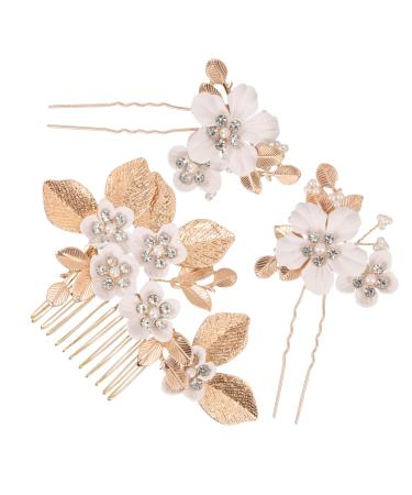 FRCOLOR 1 Set Leaves and Flowers Hair Comb Wedding Hair Comb Hair Comb for Bride Headpiece Wedding Hairpin Vintage Hair Accessories Girl Headpiece Hair Comb Clips Bride Hair Comb
