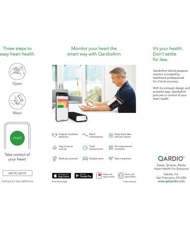 QardioArm Wireless Blood Pressure Monitor - Easy-to-Use Smart Upper Arm Cuff with Bluetooth. App-Enabled for iOS/Android/Apple Watch. FSA/HSA Eligible - Buy Online on GoSupps.com
