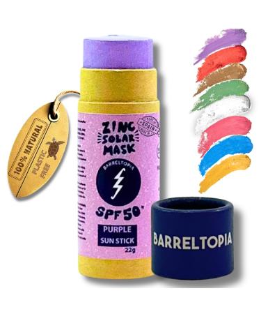 Barreltopia Surf Stick sunscreen Face 50+ Zinc crayons sunscreen Face SPF 50 waterproof sunscreen Eco Natural lilac