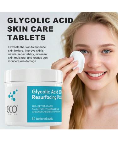 Glycolic Acid 20% Resurfacing Pads Exfoliating Facial Toner Pads With Vitamin C E Witch Hazel & Green Tea (50pcs) - Buy Online on GoSupps.com