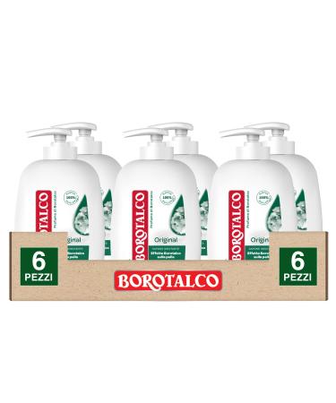 Borotalco 6 x Borotalco Moisturising Liquid Soap with Borotalco Scent Soft Leather Effect - 6 Bottles of 250ml Each