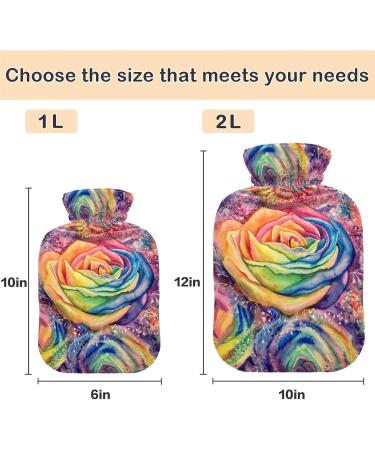 NAANLE Hot Water Bottle with Cover - Watercolor Rainbow Roses 1L for Pain Relief & Heat Therapy | Transparent Design - Buy Online on GoSupps.com
