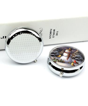 Travel Pill Box Organizer - 3 Compartment Snowman & Christmas Tree Design - Portable Pill Case for Purse & Pocket - Buy Online on GoSupps.com