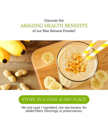 Organic Banana Powder - Superfood Supplement for Smoothies, Desserts, Drinks, Baking & Cooking - 1lb Pack - Raw, Non GMO, Gluten Free, Vegan & Kosher - Buy Online on GoSupps.com