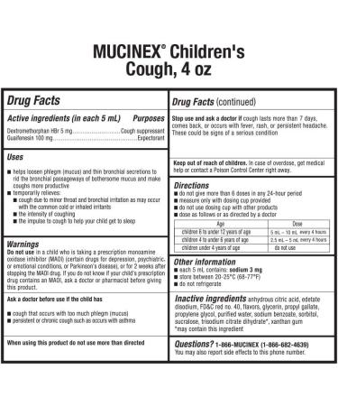 Mucinex Children's Cough Relief Liquid - Cherry Flavor 4oz (2 Pack) | Instant International Shipping - Buy Online on GoSupps.com