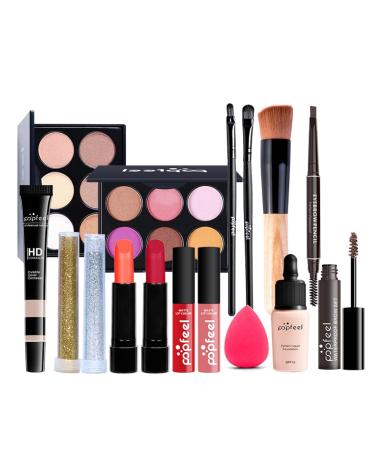 All-in-One Makeup Set | Holiday Gift Full Makeup Kit for Women | Essential Starter Bundle with Eyeshadow Palette Lipstick Blush Concealer Face Powder Eyeliner Mascara Lip Gloss & Brush - Buy Online on GoSupps.com