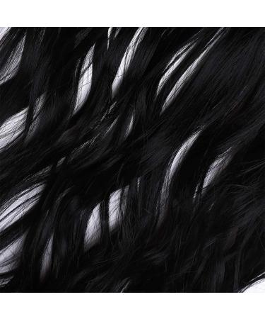 Clip In Hair Extensions 17in Curly Hairpiece One Piece 5 Clips Hair Pieces Wavy Synthetic - Jet Black 3/4 Full Head - Buy Online on GoSupps.com