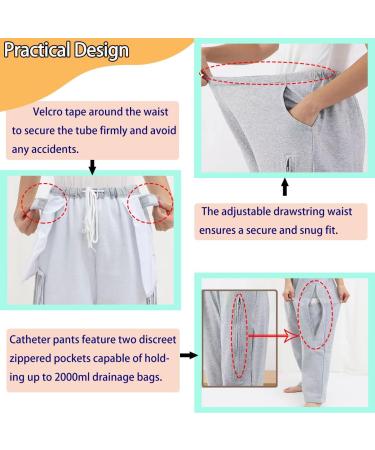 Buy Nephrostomy Catheter Pants for Men & Women - Foley Urine Bag Pants (Black Large) - Comfortable & Discreet - Buy Online on GoSupps.com