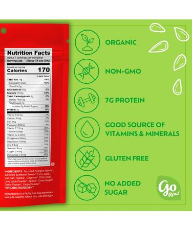 Go Raw Organic Sprouted Chili Lime Snacking Seeds - 4 oz 6 Pack | Keto Kosher Pumpkin & Sunflower Seeds - Buy Online on GoSupps.com