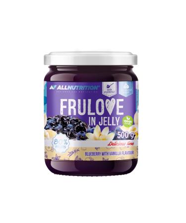 All -Nutrition Frulove in Jelly Blueberry & Vanilla - Sugar -free jam - jam without sugar - 80% Fruit low -calorie sweets - fruit spread without sugar - spread vegan - 500g blueberry & vanilla 500 g (1 Pack)