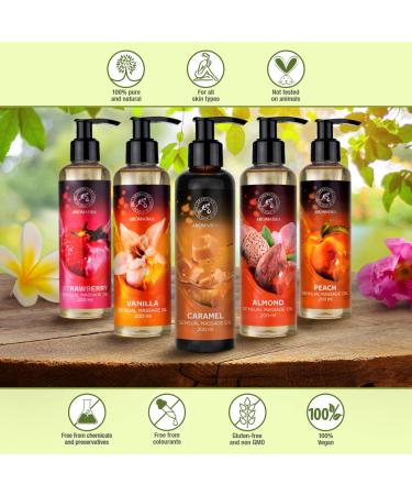 Sensual Caramel Massage Oil - 200ml Edible Body Oil with Almond & Grape Seed - Kissable Love Oil for Couples - Buy Online on GoSupps.com