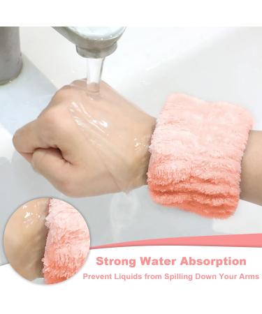 6-Piece Spa Headband and Wristband Set for Women - Microfiber Skincare Headbands, Makeup Headband, Facial Wrist Towel - Pink/White - Buy Online on GoSupps.com