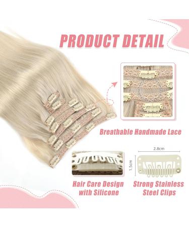 Vlasy Clip in Hair Extensions Human Hair 14 Inch Light Grey# - 7 Piece Seamless Thick Weft Real Hair Clips for Women -70g - Buy Online on GoSupps.com
