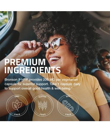 Bronson 5-HTP 200mg (5-hydroxytryptophan) Griffonia Simplicifolia Non-GMO, 60 Vegetarian Capsules 60 Count (Pack of 1) - Buy Online on GoSupps.com