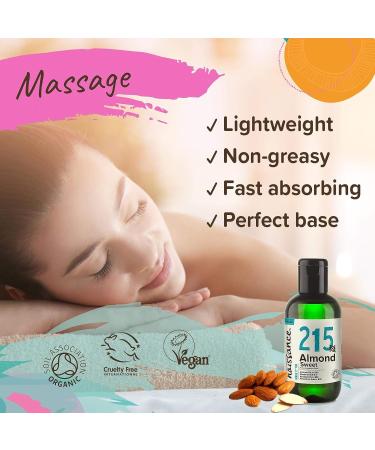 Organic Sweet Almond Oil (4 fl oz) - Cold Pressed, Vegan, Hexane Free - For Massage, Skincare & Haircare - Buy Online on GoSupps.com