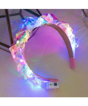 Brinie Light Up Headband Laser Hair Hoop Light Up Hair Band Hoop Flash Glitter Headband Glow Hairhoop Festival Costume Party Hair Accessories for Women and Girls
