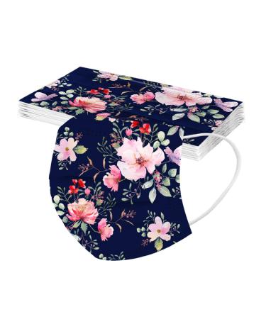 Lulupi 10 pieces of one-way adult mouth protection flowers mouth and nose protection flower motif Elegant breathable Bandana mask scarf for women C-05