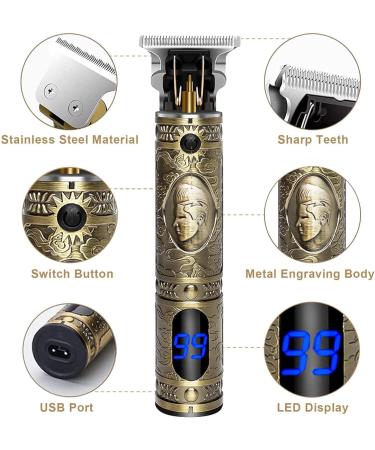 Professional Cordless Electric Hair Clipper and Beard Trimmer | LCD Display, Zero Gap T Blade | Valentines Gift for Him | Gold - Buy Online on GoSupps.com