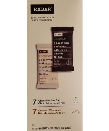 RXBAR Whole Food Protein Bars 14 X 52 Grams 7 Chocolate Sea Salt and 7 Coconut Chocolate Gluten Free 14 Count - Buy Online on GoSupps.com
