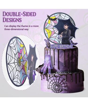5 counts Wednesday Cake Toppers Cupcake Toppers Cake Decorations for Addams Theme Birthday Party Supplies - Buy Online on GoSupps.com