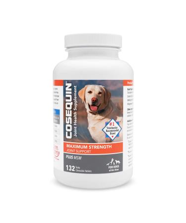 Nutramax Laboratories COSEQUIN Maximum Strength Joint Supplement Plus MSM - with Glucosamine and Chondroitin - for Dogs of All Sizes 132 Count