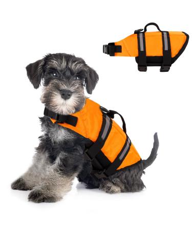 Dog chimney reflective life jacket dog adjustable dog lifeguarding vest pet floating swimming jacket with rescue handle summer bathing clothing for swimming pool boating canoeing (m)