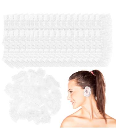 200Pcs Clear Disposable Ear Protectors Ear Covers Elastic Ear Cover Caps for Hair Dye Shower Bathing
