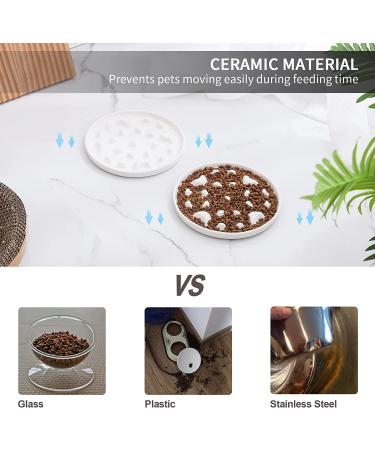 Slow Feeder Bowl for Cats and Small Dogs - Ceramic Cat Puzzle Dish for Healthy Eating - Interactive Design to Prevent Vomiting and Obesity - 2P White - Buy Online on GoSupps.com