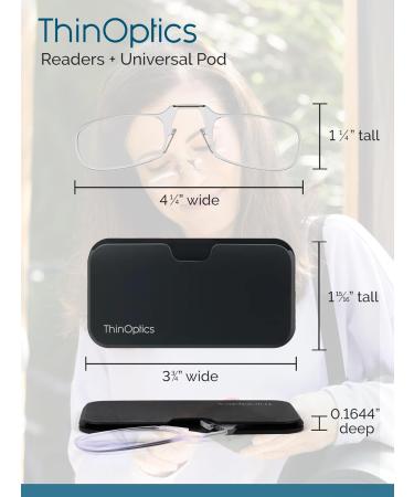 ThinOptics Universal Pod Case & Paw Print Rectangular Reading Glasses - 44.45mm 2.5x | Shop Internationally - Buy Online on GoSupps.com