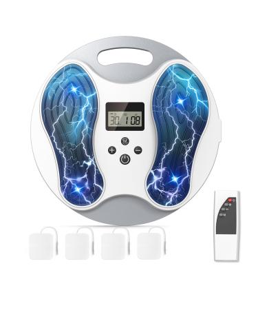 Rechargable Foot Circulation Stimulator EMS TENS Portable Wireless Charging Electronic Foot Massagers with 4 Electrode Pads for Neuropathy Pain Relief Plantar Fasciitis Numbness Cramp