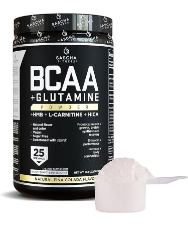 SASCHA FITNESS BCAA 4:1:1 + Glutamine  HMB L-Carnitine HICA | Powerful and Instant Powder Blend with Branched Chain Amino Acids (BCAAs) for Pre  Intra and Post-Workout | Natural PiÃ±a Colada362.5g - Buy Online on GoSupps.com