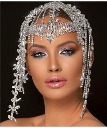 STONEFANS 1920s Rhinestone Headpiece Cap | Bridal Flapper Headband for Women - Silver - Buy Online on GoSupps.com