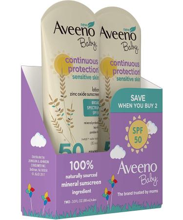 Aveeno Baby SPF50 Continuous Protect Lotion Sensitive 3oz (88ml) 2-Pack - Buy Online on GoSupps.com
