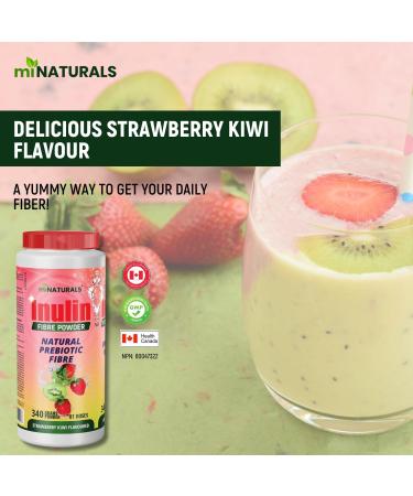 miNATURALS Pure Inulin Fiber Powder - Natural Prebiotic Fibre Supplement (340g - 106 Doses) - Strawberry/Kiwi Flavoured - Buy Online on GoSupps.com