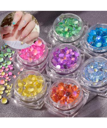 Supplies Women DIY Manicures Candy Colors Mixed Size Nail Art Decals Mermaid Round Glass Decorations Nail Rhinestones Nail Crystal AB Beads(08) - Buy Online on GoSupps.com
