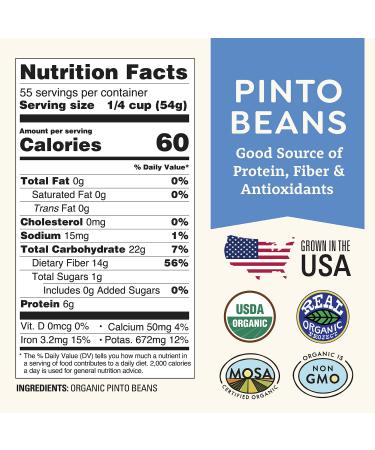 Organic Dried Pinto Beans 5lb Bulk | Grown in USA | Vegan & Non-GMO | Fiber & Protein for Soups, Burritos, Salads | Doudlah Farms - Buy Online on GoSupps.com