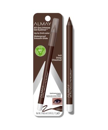 Gel Eyeliner by Almay, Waterproof, Fade-Proof Eye Makeup, Easy-to-Sharpen Liner Pencil, 140 Deep Chestnut, 0.045 Oz Gel 140 Deep Chestnut