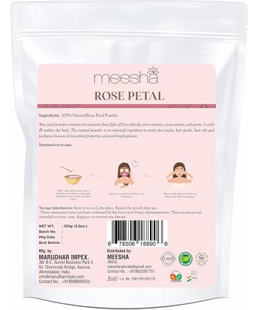 Rose Petal Powder by Meesha | Natural Skincare & Haircare for Radiant Skin | DIY Face Masks Bath Salts & Body Scrubs - Buy Online on GoSupps.com