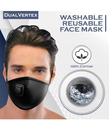 5 Layer Breathable Cotton Face Mask with Filter Reusable Black Face Masks Washable Uk with Adjustable Ear Straps Nose Wire & Replaceable Filters for Unisex Black 5 - Buy Online on GoSupps.com
