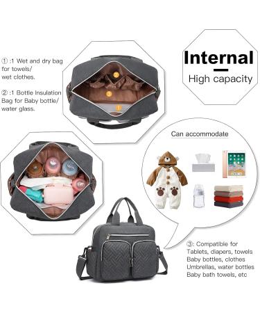 Kono Large Weekender Baby Changing Bag | Stylish Mom and Dad Travel Nappy Tote | Convertible Messenger with Insulated Pockets - Dark Grey - Buy Online on GoSupps.com