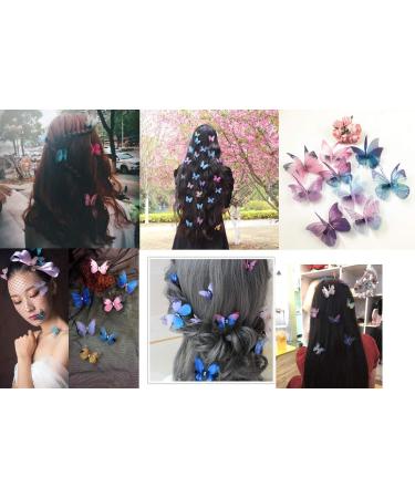 Liasun 6Pcs 3D Colorful Organza Butterfly Hair Clips - Chiffon Fairy Wings Barrettes - Buy Online on GoSupps.com