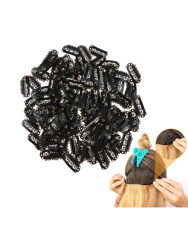100 pieces of metal DIY wig clips wigs Clips U-shaped metal clips for clip-in extensions real hair for hair extensions wigs diy 32 mm (black)
