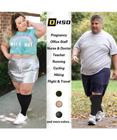 DHSO Oversize Compression Stockings for Men & Women - 20 30 mmHg Knee-High Black XXL for Wide Calves Improve Blood Circulation & Recovery Support - Buy Online on GoSupps.com