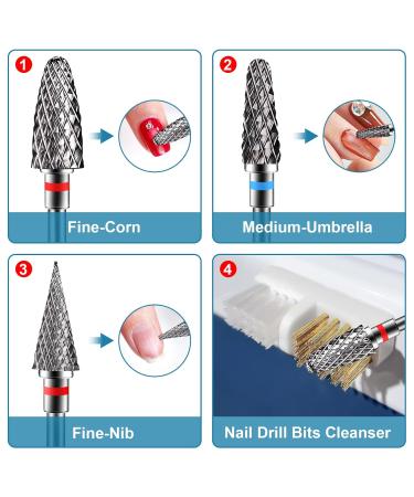 CGBE 3-Pack Nail Cutter Attachments | Tungsten Alloy Grinding Heads for Gel & Acrylic Nails | Fine & Medium Grit Hard Metal Bits - Buy Online on GoSupps.com