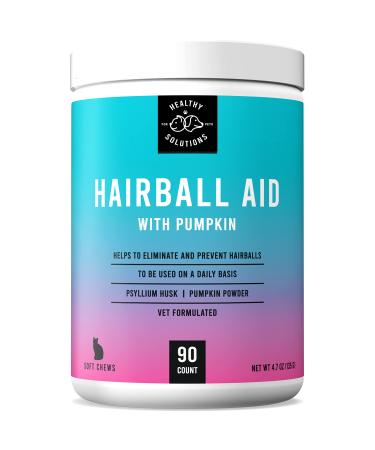 Hairball Remedy for Cats - 90 Anti Cat Hairball Soft Chews Help Control & Prevent Hair Balls Fiber from Pumpkin Treats Hairballs Consistently - Made in USA