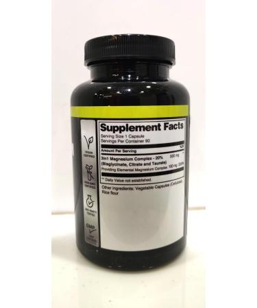 3in1 Magnesium Complex 20% Purified - 500mg of Magnesium Bisglycinate Citrate & Oxide for Muscle Relaxation Mood Bone Health & More - 90 Capsules - Buy Online on GoSupps.com