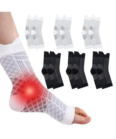 Neuropathy Socks 6 Pairs Plantar Fasciitis Socks for Men And Women Ankle Compression Socks for Neuro Pathy Sprained Pain Relief for Feet Breathable Anti-Slip Functional Socks Neuropathy(Black+White) The New XXL - Buy Online on GoSupps.com