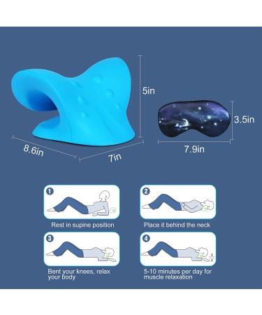 Neck and Shoulder Relaxer - Cervical Traction Device Pillow for Pain Relief - Blue - Buy Online on GoSupps.com